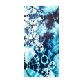 Close-up of microfiber beach towel showing blue tie-dye pattern and textile texture - 7-Blue White Ethnic Tie-dye