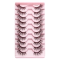 Halbe natürliche Volumen-Wimpern Y1002, 10er-Pack Set mit transparentem Wimpernband - Langer dicker Stil (Y1002)