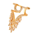 Macro view of gold copper ring set with sparkling zircons and feather patterns - Gold Feather Style (10839) / Gold