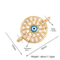 Blue Evil Eye pendant connector 16x12mm with white cubic zirconia and dual gold loops - Gold L374070-Gold