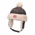 Chapeau d'hiver léopard pour enfants avec cache-oreilles en peluche Backnow - 50cm (Recommandé 1-2 Ans) / Style Étiquette Ovale Rouge (BACKNOW) / Gris