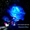 Luminous macaron blue artificial rose with heart-shaped LED lights and glowing blue petals - Crystal Blue + Heart Light