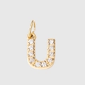 Golden stainless steel letter U pendant with sparkling crystals for DIY jewelry making - Letter U(ZP39269) / Gold