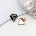 DIY black oil-drop diamond alloy pendant and gold hollow charm for keychain making - Diamond 11x15mm