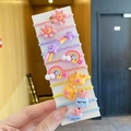 Colorful set of 10 elastic hair ties for girls with cute resin flower and rainbow charms - Resin Rainbow Star 10-Piece Set