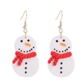 Detail of Christmas snowman drop earrings with red scarves and festive resin texture - Style 1-Snowman with Red Scarf