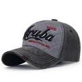 Vintage grey washed baseball cap with Aruba 1499 embroidery and quilted design - One Size/Adjustable / Grey/Black