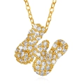 Luxurious gold plated letter W pendant necklace with sparkling cubic zirconia inlay - Letter W