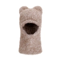 Winter khaki plush earflap balaclava with cute bear ears and integrated neck warmer - Coffee