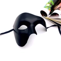 Dettaglio della maschera da ballo Fantasma dell'Opera nera opaca con nastri di seta - Taglia unica / Nero