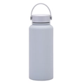 Matte violet grey stainless steel vacuum sports water bottle with portable carry handle - Light Gray