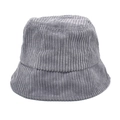 Dettaglio del cappello alla pescatora in velluto grigio con trama a coste spesse e cuciture - M (56-58cm) / Grigio