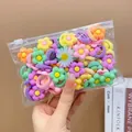 Colorful floral elastic hair bands set for girls in a transparent PVC zipper bag - Colorful Flower (20 Pcs)