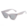 Translucent grey-purple cat eye sunglasses with dark lenses and gold metal accents - Grey Frame / Black Grey Lens
