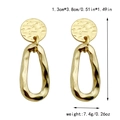 Minimalist geometric gold earrings with hammered circle studs and wavy oval pendants - Hammered Irregular Oval Style