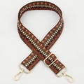Ethnic style woven shoulder strap with orange and red geometric patterns and gold clips - No.289 Gold Hook