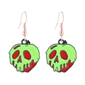 Orecchini a mela avvelenata con teschio e design verde fluorescente per Halloween - Teschio di Mela Avvelenata