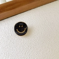 Mini acetate hair claw clip featuring a black finish and yellow enamel smiley face design - 8# Black