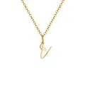 Gold stainless steel necklace featuring a cursive letter V pendant with a small heart - Letter V