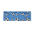 Close-up of blue sports headband featuring classic black and white soccer ball patterns - Light Blue
