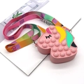 Pink unicorn pop it fidget purse for kids with colorful gradient shoulder strap - Pink