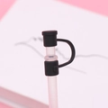 Reusable black silicone dust cap and plug for drinking straws in solid color finish - Without Straw / Black