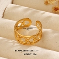 18K gold plated stainless steel open ring with hollow heart patterns for women - Hollow Heart Style (764)