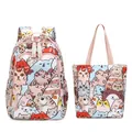 Cute cartoon cat print backpack and tote bag set in a vibrant multicolor design - Colorful Cat Small Set (Backpack + Tote)