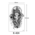 Waterproof temporary tattoo sticker with black line art Ganesha design model K-424 - K-424 Lord Ganesha Pattern