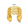 Chunky 14mm wide golden stainless steel open ring featuring a hollow chain link weave design - Hollow Chain Weave-14mm