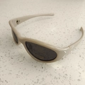 Kids chic taupe sunglasses with grey lenses and signature white four-stitch detail - Gray
