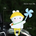 Cartoon rabbit motorcycle handlebar ornament with blue windmill and yellow hat - 004B Youyou Rabbit Windmill Ornament