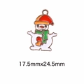 Christmas snowman pendant in red and green enamel for DIY jewelry making 17.5x24.5mm - 65# Snowman
