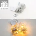 10M warm white LED string light with 100 beads EU plug and tail connector - 10M-100 LEDs-With Tail Plug / Warm White (Transparent Wire)