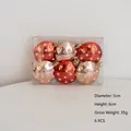 Set di 6 palline di Natale lusso arancioni e oro rosa con stelle, diametro 5cm - Palle Piatte Set da 6