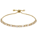 Bracciale dorato regolabile con cristalli di zirconia rettangolari e tondi alternati - Pietre Tonde e Quadrate / Oro