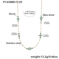Detalles del collar de acero dorado con circonitas azules y medidas precisas - P145-Collar Largo Azul (92+5cm)