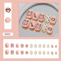 Short pink press-on nails with cute bunny cartoon design and 24-piece assorted sizes - K003 Cartoon Design (Including Jelly Glue)