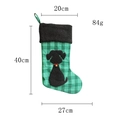 Calza natalizia a quadri verdi con silhouette di cane nero e polsino in peluche nero - Silhouette di Cane / Quadri Verdi