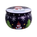 Blue drum-shaped tin candle jar with Christmas snowman and snowflake patterns - 75*50MM C220 Blue Christmas Empty Tin