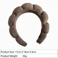 Brown plush sponge padded headband showing dimensions 17x18x4cm and soft wavy texture - Towel Cloth Wavy Headband (19#) / Dark Coffee