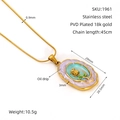 Halskette mit Rosen-Anhänger im Vintage-Ölgemälde-Stil, lila Emaille und 18K Goldbeschichtung - Ovaler Lila Rosen-Stil (ZX1961)