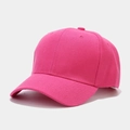 Close-up of rose pink cotton baseball cap showing classic twill texture and stitching - Rose Red