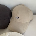 Casual cotton baseball cap with SUN embroidery in khaki, grey and cream white options - M (56-58cm) / Khaki