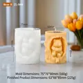 3D bear on tree stump candle silicone mold with textured honeycomb finish and detailed relief - Bear B ZL-944
