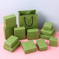 Eleganti scatole regalo per gioielli vintage verde scuro goffrato e borsa di carta - 5*5*3cm / Verde Smalto