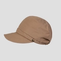 Détail de la casquette gavroche en coton kaki avec badge métallique et visière surpiquée - M (56-58cm) / Kaki