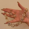 Elegante set di collana e orecchini in oro con perle multicolore e cristalli - Set - Oro