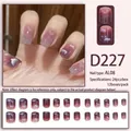 Sparkling purple gradient press-on nails with heart charms and white clouds, 24 piece set - Purple Pink Gradient Cloud Star (D227)