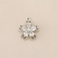 Detailed view of silver cherry blossom pendant with sparkling cubic zirconia stones - PJ0175-Silver (Heart Hollow Flower)
